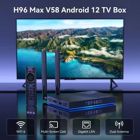 H96 MAX V58 Smart TV Box Rockchip RK3588 Android 12 8K Ultra HD WiFi6 BT5.0 8GB 64GB 1000M LAN Media