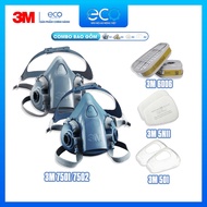 3M 7501, 7502 gas mask combines 3M 6001, 6003, 6004, 6006 filter and 5N11 dust filter and 501 retain
