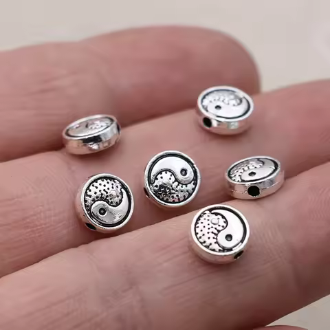 8mm Silver Plated Yin yang Spacer Loose Beads for Jewelry Making Bracelet Necklace Earrings Accessor