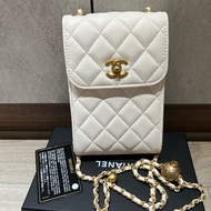 Chanel 金球手機包 白色