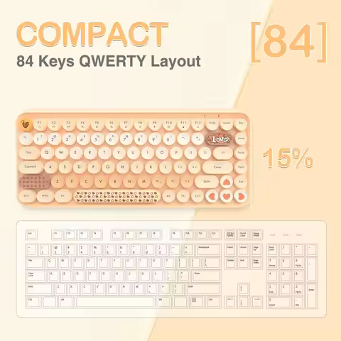 AJAZZ 308i Color Gradient Wireless Keyboard and Mouse Set, Retro Typewriter Keyboard with Cute Theme