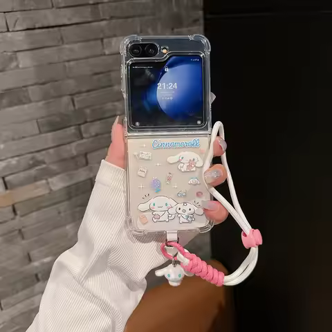 Cinnamoroll Transparent Cute Kawaii Phone Case for Samsung Galaxy Z Flip 7 FE Z Flip7 Flip6 Zflip5 f
