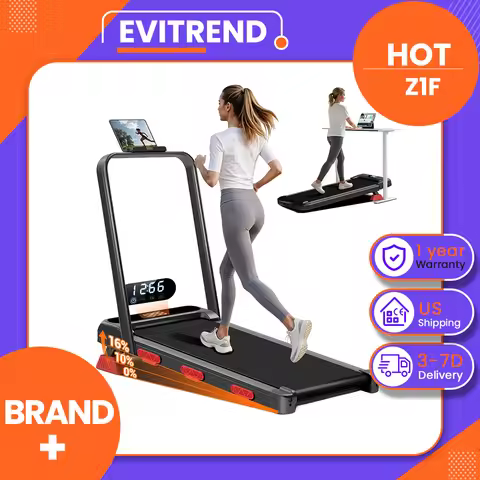 EviTrend Z1F 3-in-1 Foldable Treadmill with 16% Incline, 3 Manual Incline Levels, 2.5HP Quiet Brushl