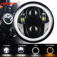 ANMINGPU 1pcs5.75ไฟหน้าฮาร์เลย์ Sportster 883 XL1200 LED กลมไฟหน้ารถจักรยานยนต์ไฟสูงต่ำ Beam DRL สำหรับ5 3/4นิ้ว