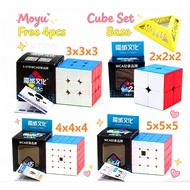 Moyu 4pcs Magic cube Set 2x2 3x3 4x4 5x5 with free 4pcs cube stand toy Moyu meilong