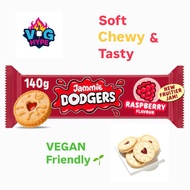 (VEGAN friendly) Jammie Dodgers Raspberry Jam Sandwich Cookies 140g Pack - Filled Chewy Biscuits Val