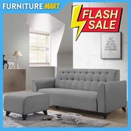 Furniture Mart 3 seater sofa with stool / sofa 3 seater / sofa L shape / sofa green hijau / sofa 3 seater murah