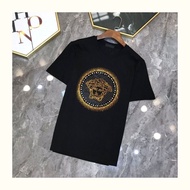 IC8DB 2VERSACE222 200% Cotton Men's Short-Sleeved Mercerized Cotton t-Shirt Summer Pullover Mature H