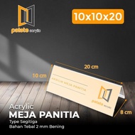 Acrylic Akrilik Papan Nama Meja ukuran 10 x 20 cm Segitiga 2 sisi