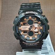 Casio G-Shock GA-140GB-1A2 Glossy Black Finish Rose Gold Highlights Men's Watch
