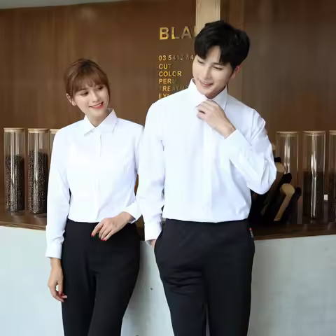 Hotel Work Uniform Women Long Sleeve Office Business Shirt Western Restaurant Coffee Shop Milk Tea S
