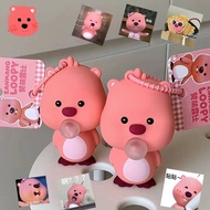 LOOPY Cartoon Cute Loopy Bubble Blowing Keychain Decompression Squishy Toy Little Beaver Squeezing Pendant Bag Hanging Keyring Gifts for Bestfriends