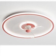 現代吸頂電風扇吊燈（簡圓粉色-55CM-無極調光-變頻遙控-小米小愛版）