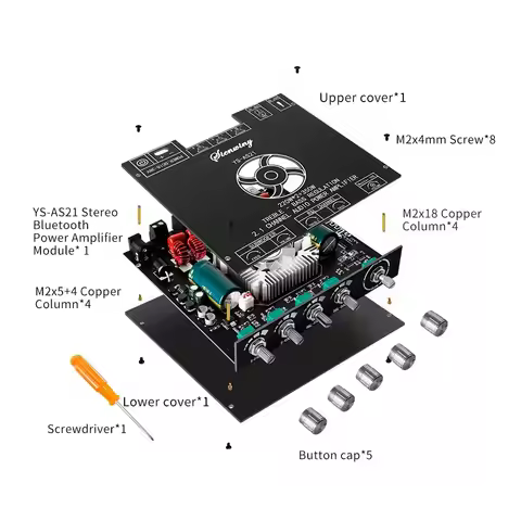 YS-AS21 TPA3251 2.1 Channel Bluetooth 5.1 Digital Amplifier Board 220Wx2+350W Subwoofer Module with 