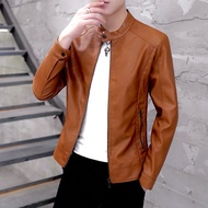 Men Classic Brown Colour PU Leather Men Jacket High Quality Jaket kulit lelaki