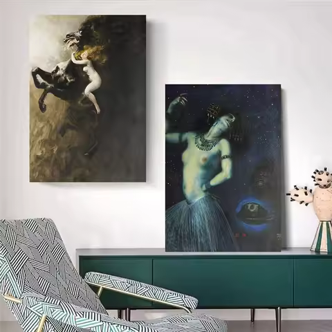 Gustave Dore Occult Divine Comedy Art Posters Gothic Death and The Woman Prints Canvas Painting Wall