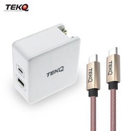 TEKQ2孔 57W USB-C/USB PD QC 旅充+TEKQ 蘋果MFi快充傳輸線120cm
