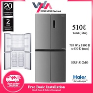 Haier 510L 4 Door Fridge/Peti Ais 4 Pintu Inverter Side By Side Refrigerator (HRF-510MG) Peti Sejuk/