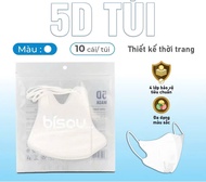 [11_5D] Combo 100cái  Mask 5D Bisou. Túi 10 cái màu trắng.