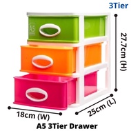 A5 Drawer Storage Box 3 Tier / Plastic Multicolored 3 Tier Drawer