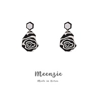 S925 Hexagon Black White Geometric Ripple Earring • Dangle Earring • Statement Earring