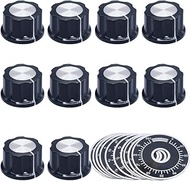 mxuteuk 10Pcs Black Potentiometer Control Knob Volume Audio Electric Guitar Bass Screw Type 26 x 15m
