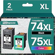 Remanufactured Ink Cartridge Replacement for 74 75 Ink Cartridges Combo Pack 74XL 75XL High Yield fo