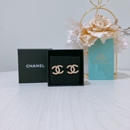 CHANEL CC GOLD X CRYSTAL LOGO EARRINGS香奈兒經典雙C Logo 耳環