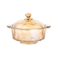 HUYAN Mẫu kim cương Bát Súp Kính Hổ phách Chịu nhiệt Bát salad Đồ dùng nhà bếp có nắp Bát mì ăn liền