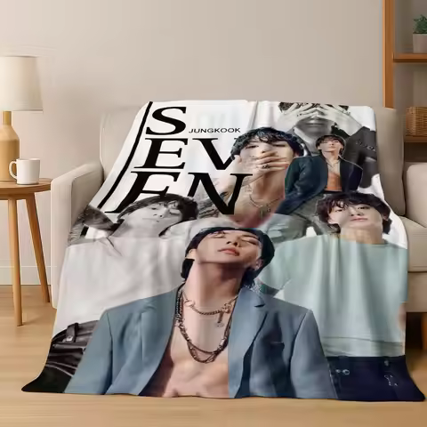 Kpop BTS Jeon Jung Kook Jk JIMIN Star Flannel Blanket Soft Warm Blanket for Bedroom Living Room Bed 