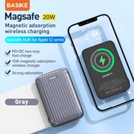 Basike Magnetic 5000mAh 20W แบตสำรองไร้สาย Battery Pack PowerBank พาวเวอร์แบงค์ Wireless Charger Power Bank USB Type C Output พาเวอร์แบงค์ เพาเวอร์แบงค์ แบตเตอรี่สำรอง ของแท้ 100%