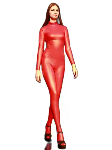 Faux Latex Catsuit Elastic PU Leather Zipper Open Crotch Bodysuit Tight Pantyhose Bodystocking Jumps