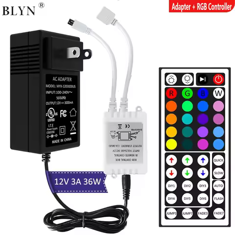 DC12V 3A Adapter LED Power Supply 24/44Key IR Remote RGB Controller For SMD 5050 3528 RGB LED Strip