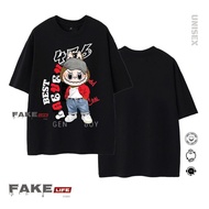 High quality printed T-shirt LABUBU MODEL unisex FAKE LIFE loose form for Men and Women 100% cotton