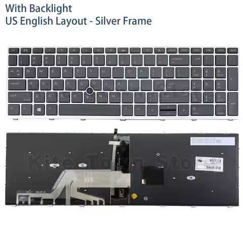 New US Layout Laptop Keyboard Backlit for HP ProBook 650 G4 G5 655 G4 G5 Silver Frame With TrackPoin