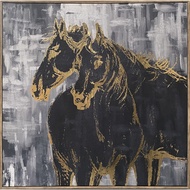 Global House COZY ภาพพิมพ์แคนวาสพร้อมกรอบ ม้ามงคลฟรอยทอง 80x80x3.8ซม. POLI-A02 รับประกันของเเท้