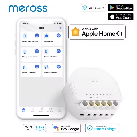 Meross HomeKit WiFi Smart Switch Module DIY Light Switch Module Remote Control Timer Work with Apple
