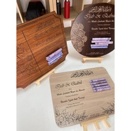 Wooden Plate (Include Stand) Engrave Aku Terima Nikah / Ijab & Kabul / Wedding / Mas Kahwin / Hantar
