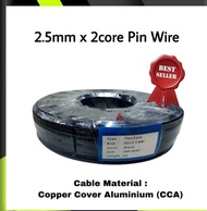 1 ROLL~2.5mm x 2core Pin PVC Insulated PVC Twin Flat Cable Pin Wire(WAYER HITAM)/Pin Wire Wayar Lampu PASAR MALAM