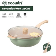 Ecowin 28cm Ceramic Pan Non Stick Wok Deep Frying Pan Cookware Kuali Periuk Suitable For All Gas Ind