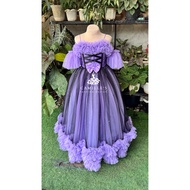 KUROMI Ballgown for Girls Kids Purple Tulle Dress with Bow and Rhinestone 1st and 7th Birthday party