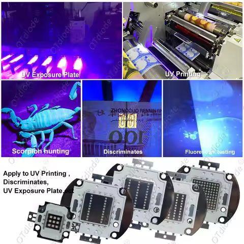 UV LED 3W 5W 10W 20W 30W 50W 100W High Power Light UV Purple LED 365nm 385nm 395nm 400nm 405nm 410nm