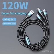 1.2M（47.2inch）120w 3in1 Charger Cable Fast Charging Cable One Drag Three Apple Type-c USB A C Charge