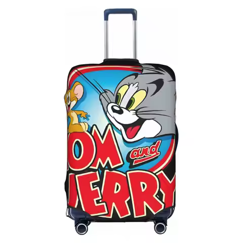 Custom Cute Tom And Jerry Cartoon Luggage Cover Protector Dust Proof Anime Cute Travel Suitcase Cove