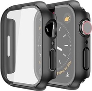 idudu Hard PC Case Cover for Apple Watch Series 6 SE Series 5 4 44mm with Tempered Glass Screen ProtectorXFM-watch45-black