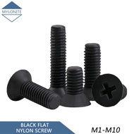 Black Plastic M2 M2.5 M3 M4 M5 M6 M8 Nylon Flat Head Cross Recessed Machine Screw Length 4mm-40mm Mi