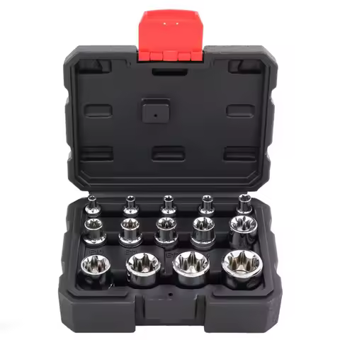 14-Piece 3/8-inch 1/2 Inch,1/4 Inch,E-Torx Star Socket Set-E4,E5,E6,E7,E8,E10,E11,E12, E14, E16, E18