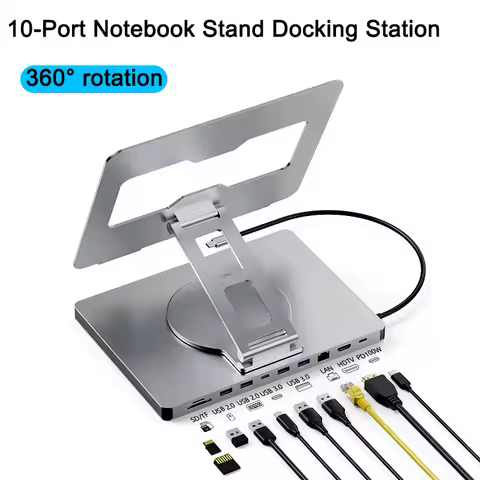 USB C Docking Station Aluminum Alloy Docking Station Laptop Stand HDMI-Compatible Multiple Ports Hub