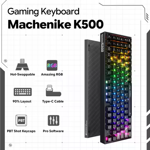 Machenike K500-B94 Wired Mechanical Keyboard 94 KeysHot Swappable RGB Backlight Gaming Keyboard Doub
