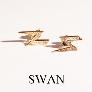 SWAN - Lightening Stud Earring ต่างหูเงินแท้ ทรงสายฟ้า ฝังเพชรคิวบิกเซอร์โคเนีย cubic zirconia